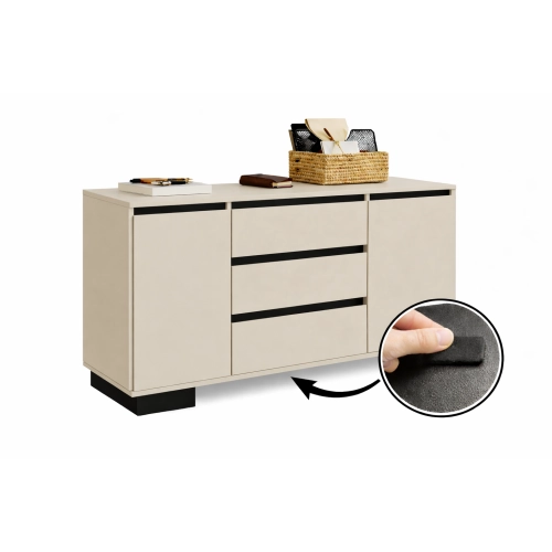 Komoda 2D3S KAS ALFA Komoda Kaszmirowa z Szufladami do Salonu, Sypialni 145 cm Kaszmir + Czarny